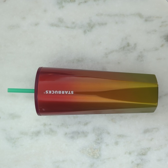 Starbucks Other - Starbucks 2022 Yellow Red Fire Heat Ombré Steel 24oz Venti Tumbler Cold Cup